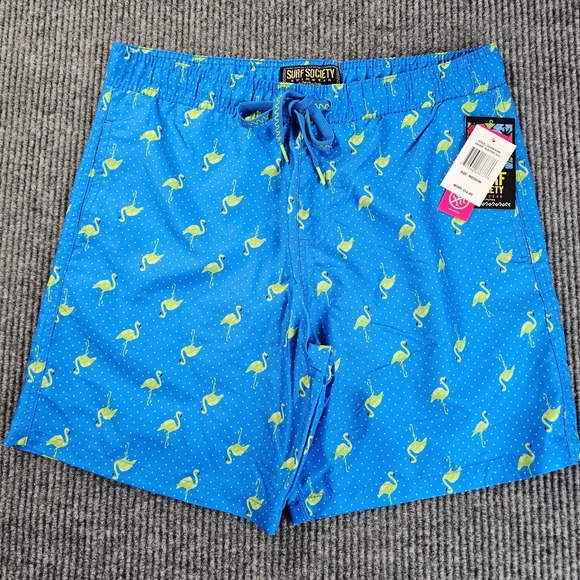 Drill Clothing Other - NEW Drill Clothing‎ Co Surf Society Swim Trunks Shorts Blue Flamingo Men Size M
